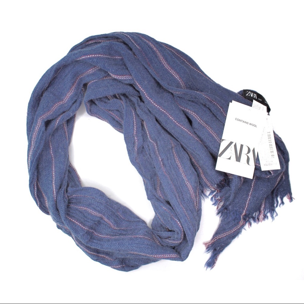 Zara NWT Kids Open Frayed Hem Wool Blend Scarf Zara Accessories